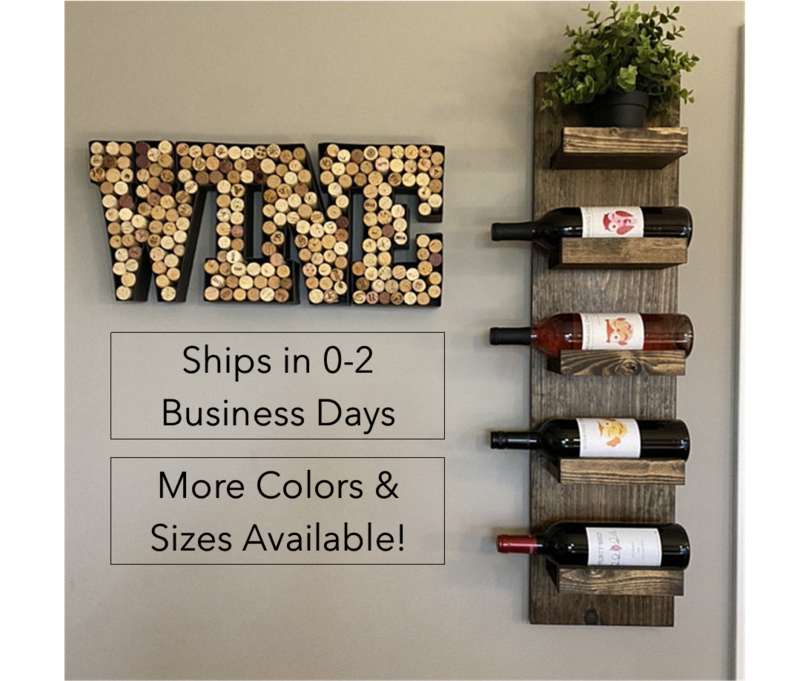 Tiered Rustic Wine Rack | The Steven | Spice Rack, Wall Mounted Wine Bottle Holder and Display Shelf Vertical